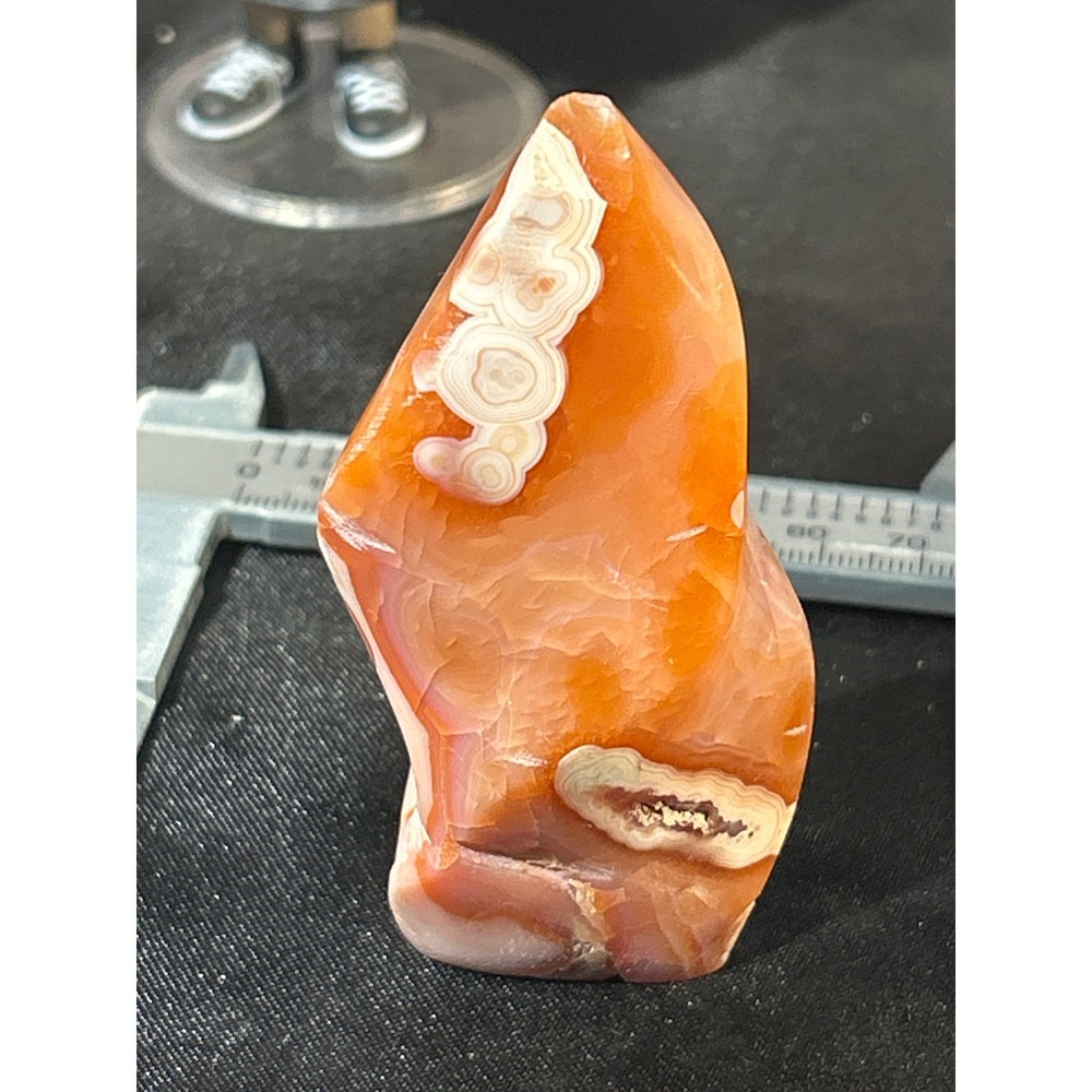 Polished Carnelian Agate Flame Crystal Specimen with Druzy Pocket 2.88in #42